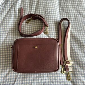 Madewell Brown Leather Camera Crossbody Bag with Straps